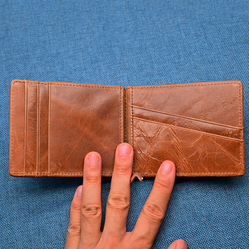 Genuine Leather Mens Wallet Mo - Money Clip Magnetic recension och pris
